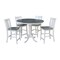 International Concepts Round 36 in Rd Extend Dining Table, 4 San Remo Stools, White/Heather Gray, 36 W, 48 L, 35.3 in H K05-36RXT-6B-S102-4 - alternate 1